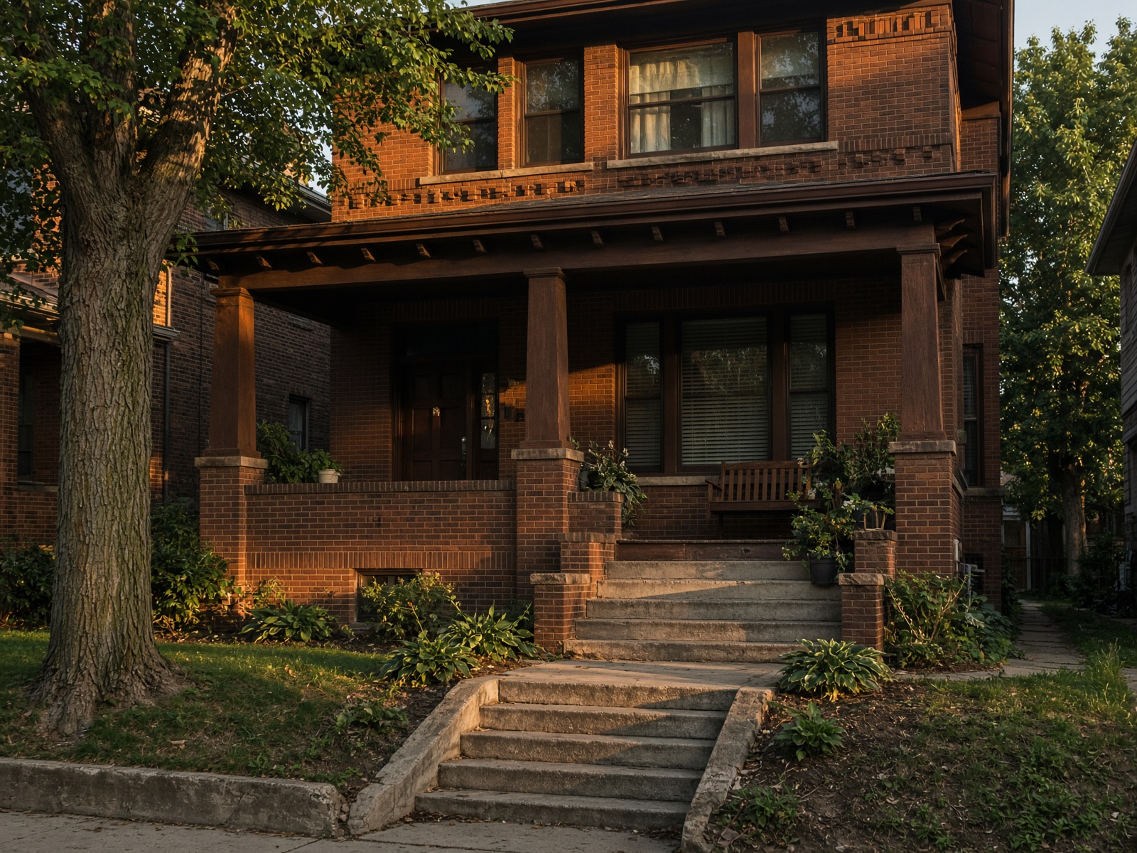 Chicago brick bungalow with a front porch